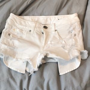 White jean shorts